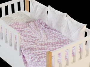 Childrens bed Naomi with board - Solid Beech 3D Model