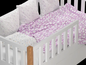 Childrens bed Naomi with board - Solid Beech 3D Model