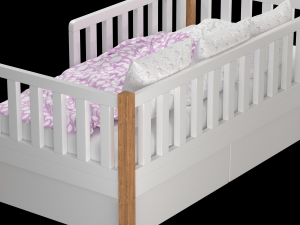 Childrens bed Naomi with board - Solid Beech 3D 模型