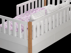 Childrens bed Naomi with board - Solid Beech 3D Model