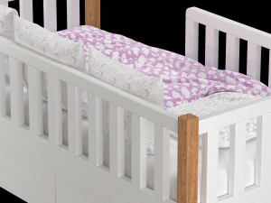 Childrens bed Naomi with board - Solid Beech 3D Model