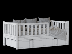 Childrens bed Naomi with board - Solid Beech 3D 模型