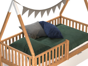 Childrens bed house Wigwam with board - solid Beech 02 Modelo 3D