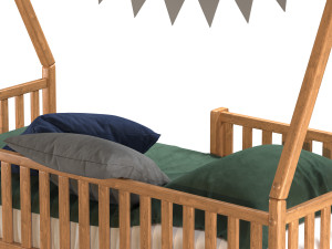Childrens bed house Wigwam with board - solid Beech 02 Modelo 3D