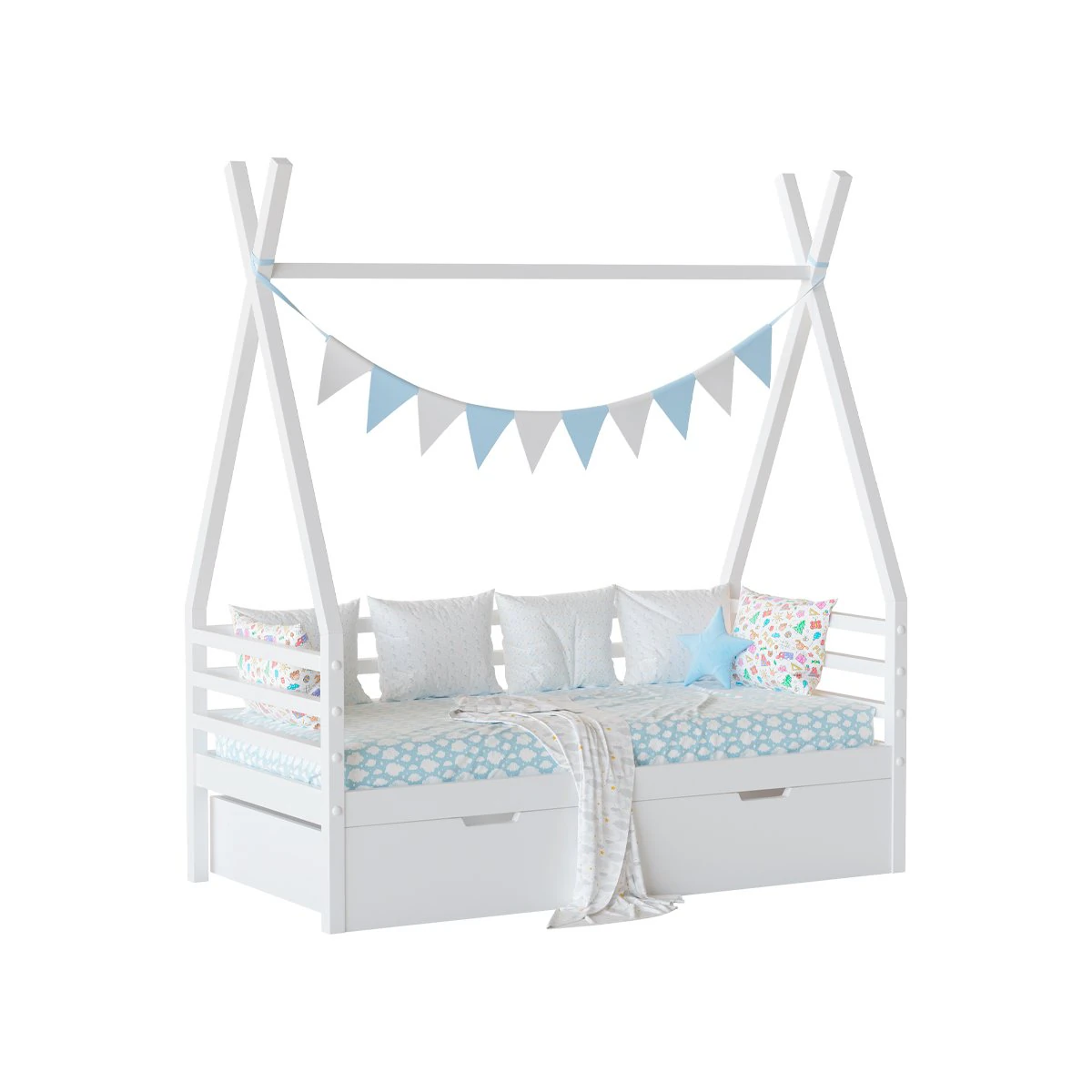 Childrens bed house Wigwam with board - solid Beech 3D Model .c4d .max .obj .3ds .fbx .stl .blend 