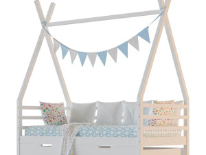 Childrens bed house Wigwam with board - solid Beech 3D Model