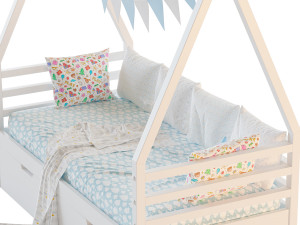 Childrens bed house Wigwam with board - solid Beech Model 3D