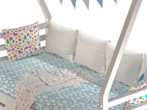 Childrens bed house Wigwam with board - solid Beech Model 3D