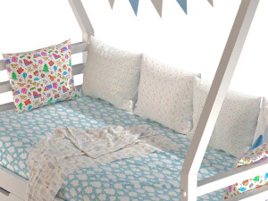Childrens bed house Wigwam with board - solid Beech 3D Model