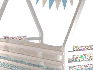 Childrens bed house Wigwam with board - solid Beech Model 3D