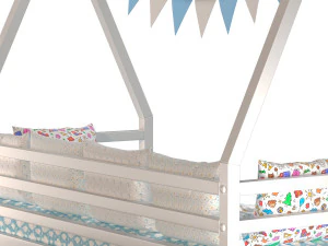 Childrens bed house Wigwam with board - solid Beech 3D Model