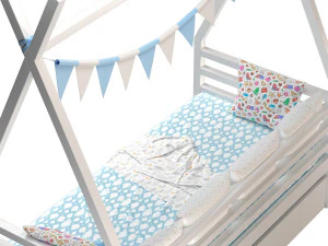 Childrens bed house Wigwam with board - solid Beech 3D Model