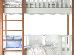 Childrens bunk bed Torren entrance from the facade - Solid Beech Modelo 3D
