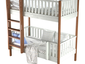 Childrens bunk bed Torren entrance from the facade - Solid Beech Modelo 3D
