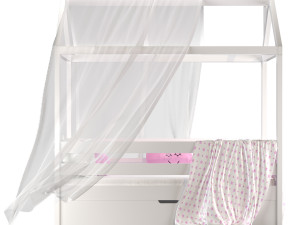 Childrens bed house Brunet - Solid Beech 02 3Dモデル