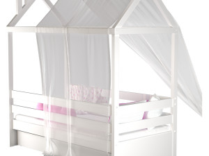 Childrens bed house Brunet - Solid Beech 02 3Dモデル