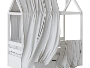 Childrens bed house Brunet - Solid Beech 02 3D Model