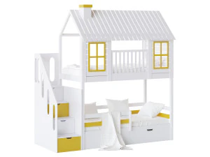 儿童双层床 Tora - 实心山毛榉木 3D 模型