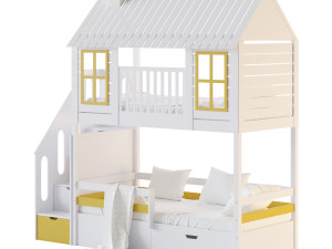 Childrens bunk bed Tora - Solid Beech Modèle 3D