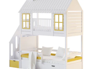 Childrens bunk bed Tora - Solid Beech 3D Model