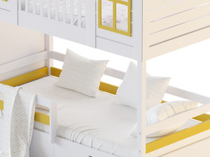 Childrens bunk bed Tora - Solid Beech Modèle 3D