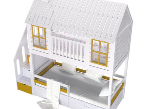 Childrens bunk bed Tora - Solid Beech Modèle 3D