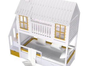 Childrens bunk bed Tora - Solid Beech 3D Model