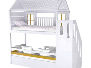 Childrens bunk bed Tora - Solid Beech Modèle 3D