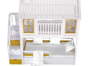 Childrens bunk bed Tora - Solid Beech 3D Model