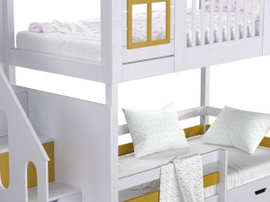 Childrens bunk bed Tora - Solid Beech Modèle 3D