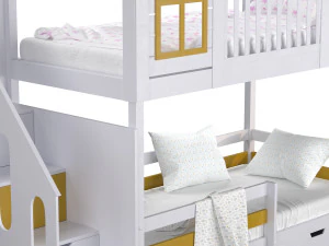 Childrens bunk bed Tora - Solid Beech 3D Model