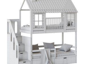 Childrens bunk bed Tora - Solid Beech Modèle 3D