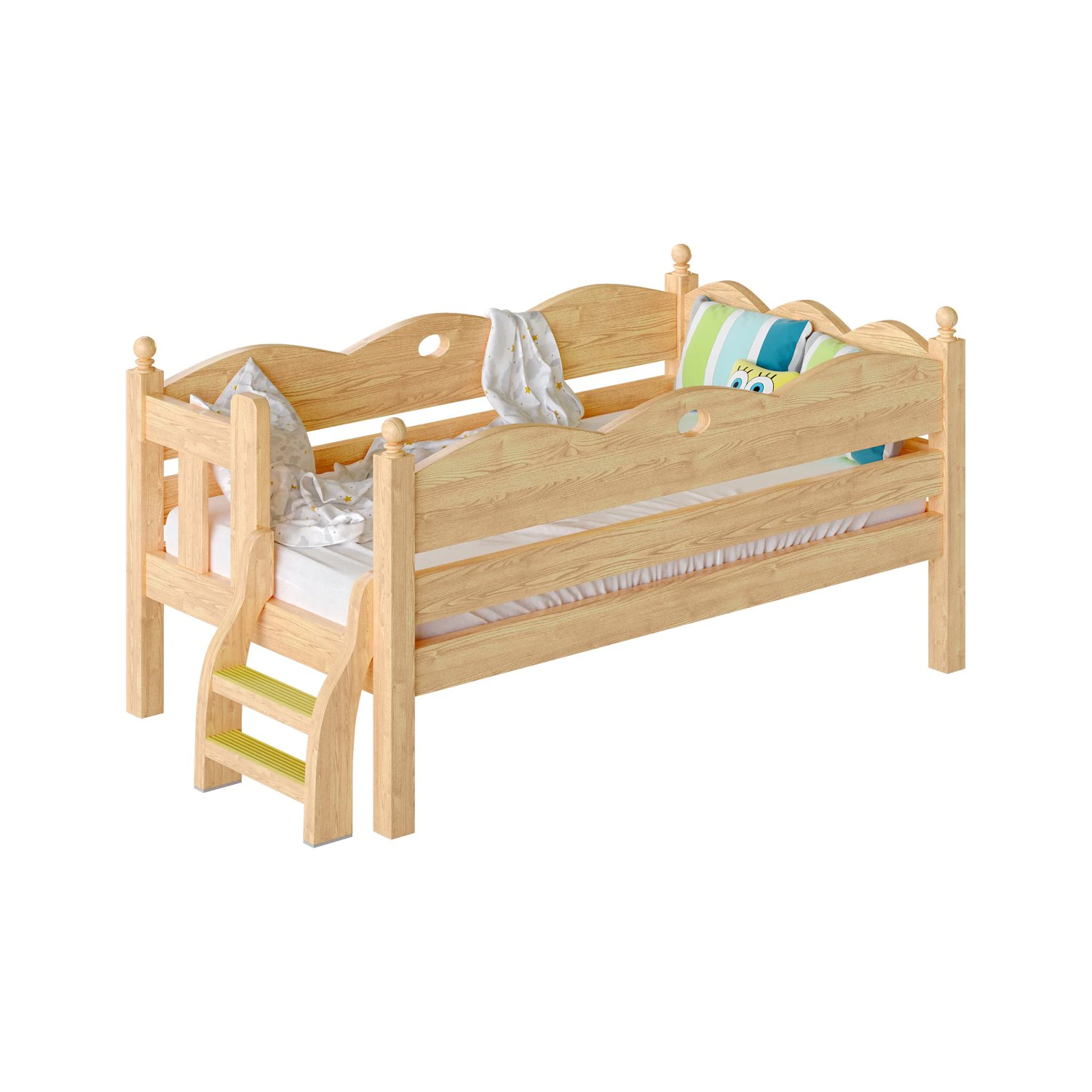 Childrens bed with removable sides Cradle made of solid beech 3D Model .c4d .max .obj .3ds .fbx .stl .blend 