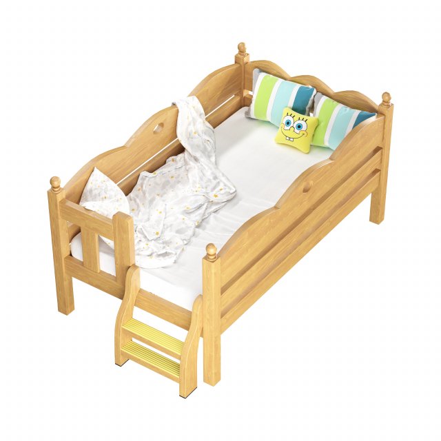 Childrens bed with removable sides Cradle made of solid beech 3D Model