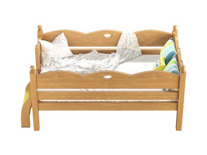 Childrens bed with removable sides Cradle made of solid beech 3D 모델