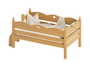 Childrens bed with removable sides Cradle made of solid beech 3D 모델