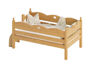 Childrens bed with removable sides Cradle made of solid beech 3D Model