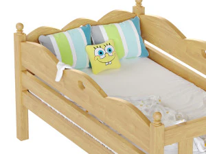 Childrens bed with removable sides Cradle made of solid beech 3D Model