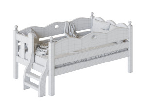 Childrens bed with removable sides Cradle made of solid beech 3D 모델