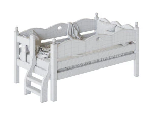 Childrens bed with removable sides Cradle made of solid beech 3D Model
