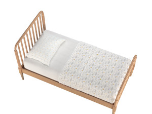 Jenny Lind Kids Maple Wood Spindle Twin Bed Modelo 3D