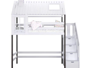 Childrens bed loft house Nordkapp - with ladder chest of drawers 3D Model
