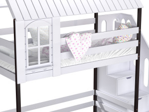 Childrens bed loft house Nordkapp - with ladder chest of drawers Modèle 3D