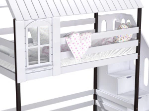Childrens bed loft house Nordkapp - with ladder chest of drawers 3D Model