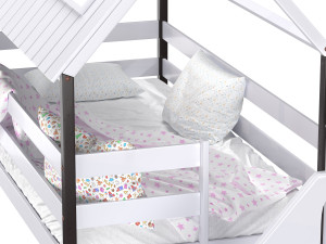 Childrens bed loft house Nordkapp - with ladder chest of drawers Modèle 3D