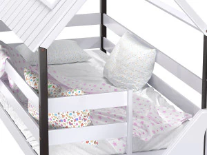 Childrens bed loft house Nordkapp - with ladder chest of drawers 3D Model