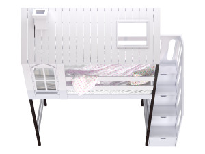 Childrens bed loft house Nordkapp - with ladder chest of drawers Modèle 3D
