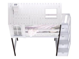 Childrens bed loft house Nordkapp - with ladder chest of drawers 3D Model