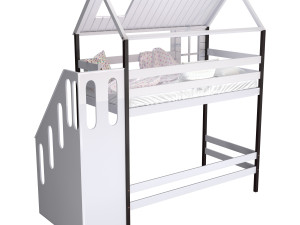 Childrens bed loft house Nordkapp - with ladder chest of drawers Modèle 3D