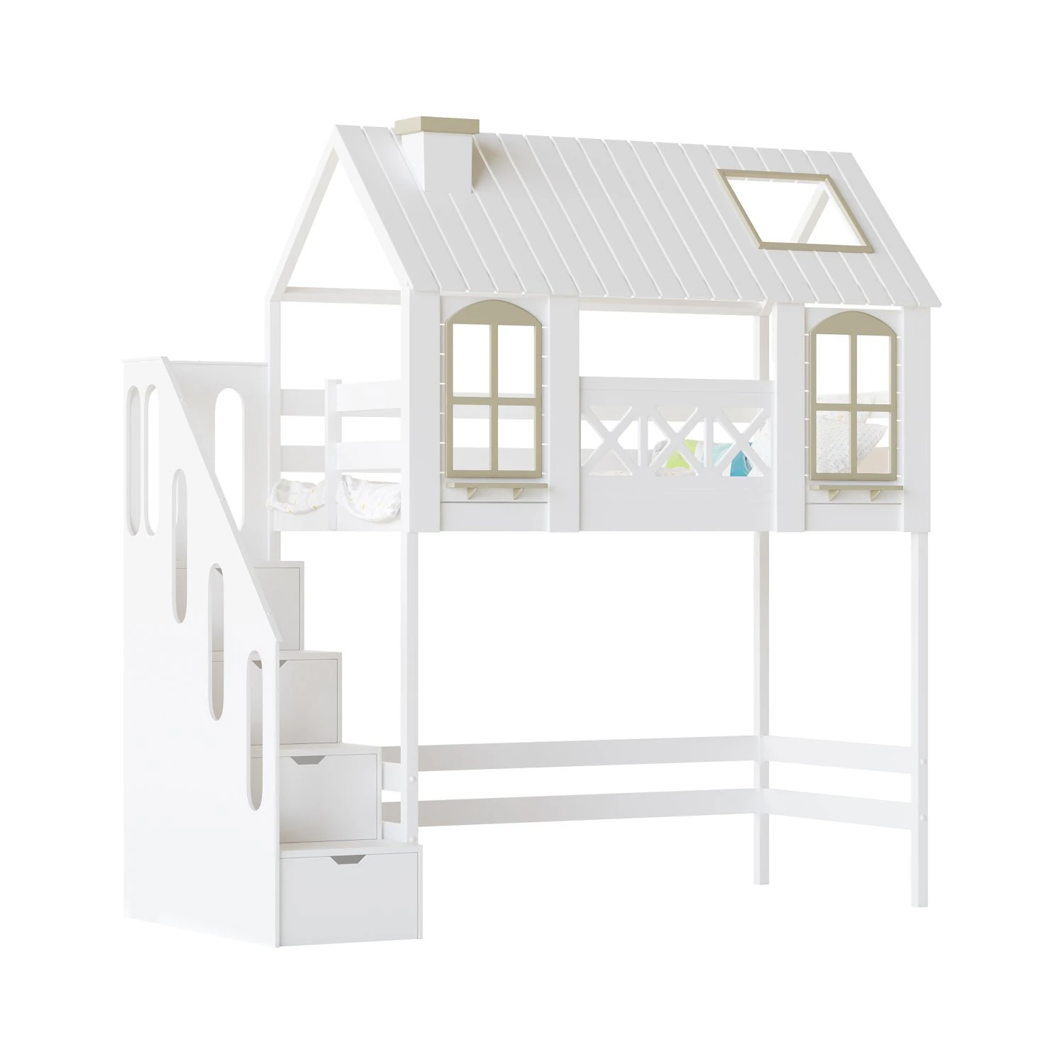 Childrens bed loft house Asnen - with ladder chest of drawers 3D Model .c4d .max .obj .3ds .fbx .stl .blend 
